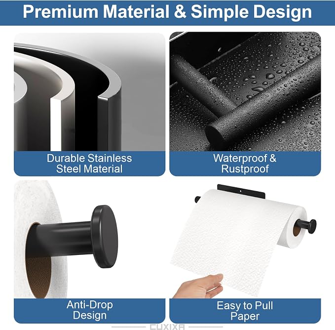 CUXIXA Paper Towel Holder Under Cabinet 2 Pack, Under Counter Paper Towel - Image 4