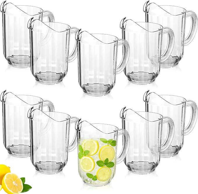 Tessco for you 10 Pcs Plastic Pitchers 60 Ounce Clear Restaurant Jug Large by Tessco