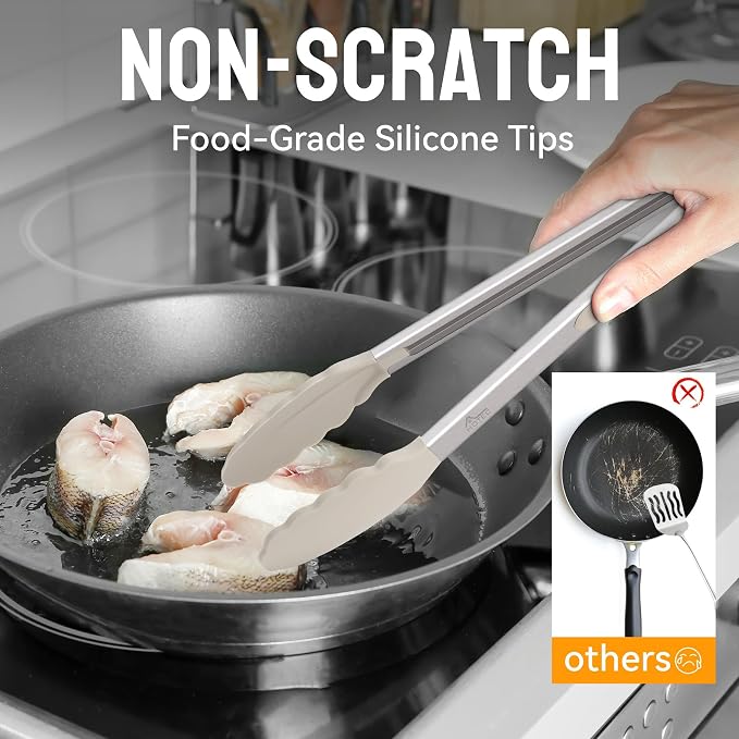 HOTEC Premium Stainless Steel Locking Kitchen Tongs - Image 4