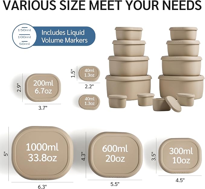 ISSEVE 12Pcs/Set Nesting Silicone Food Storage Containers - Image 4