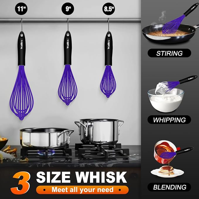 Walfos Whisk, 7+9+11in Silicone Whisks - Image 4