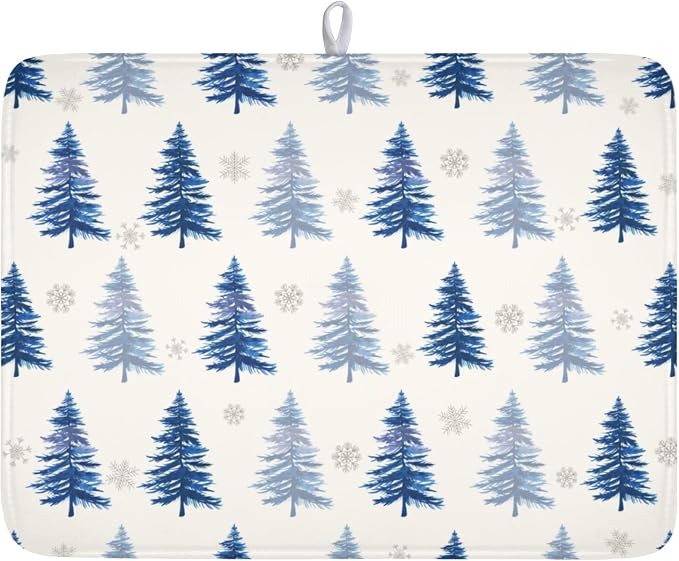 Winter Dish Drying Mat 16 x 18 Inch Blue Tree Dish Drying Pad Absorbent by Unknown