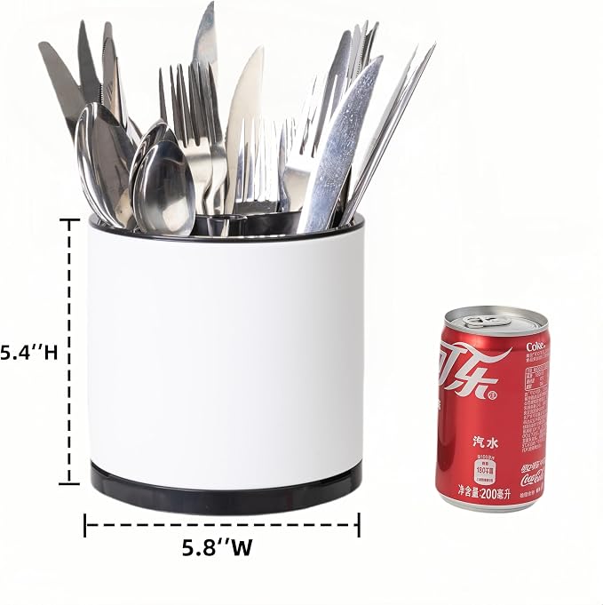 LIBODOUR Silverware Organizer Kitchen Utensil Holder 360°Rotating - Image 3