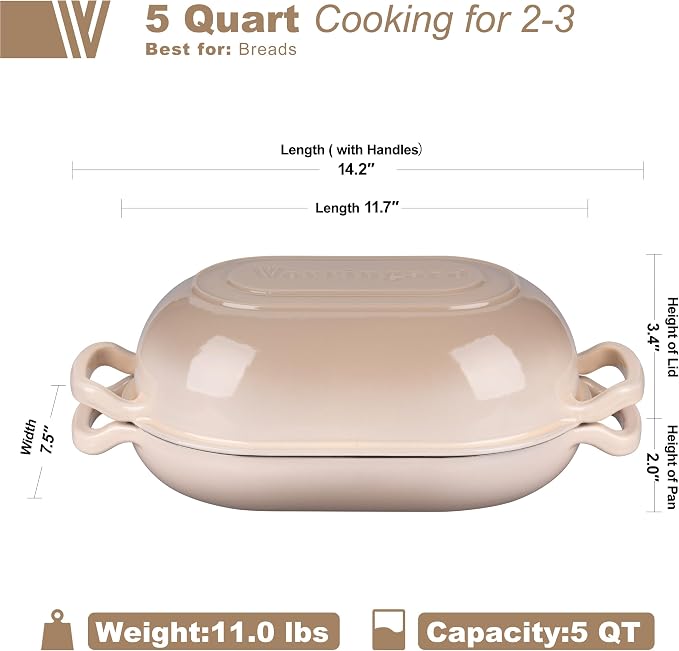 VORRINGARD Enameled Cast Iron Sourdough Bread Oven, Dutch Oven, Loaf Cast Iron - Image 2