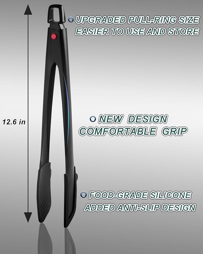 Professional Stainless Steel Kitchen Tongs, Food-Grade Silicone Anti-Slip Design - Image 2