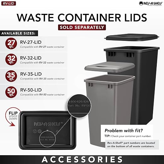 Rev-A-Shelf 35 qt. Silver Polymer Replacement Waste Container Pullouts - Image 6