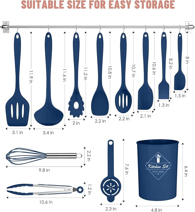 Kitchen Utensils Set-12 Pieces Silicone Cooking Utensils Set 392°F Heat - Image 2