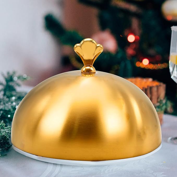 Gold Stainless Steel Food Dome Cover Food Protecting Dome Cover Serving Plate - Image 6