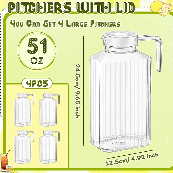 Panitay 4 Pcs 51 Ounces Plastic Pitcher - Image 2