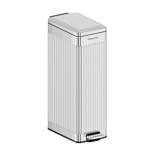 Soft-Close Trash Can with lid，8 Gallon/30L Anti-Fingerprint Stainless Steel by SolaceCove