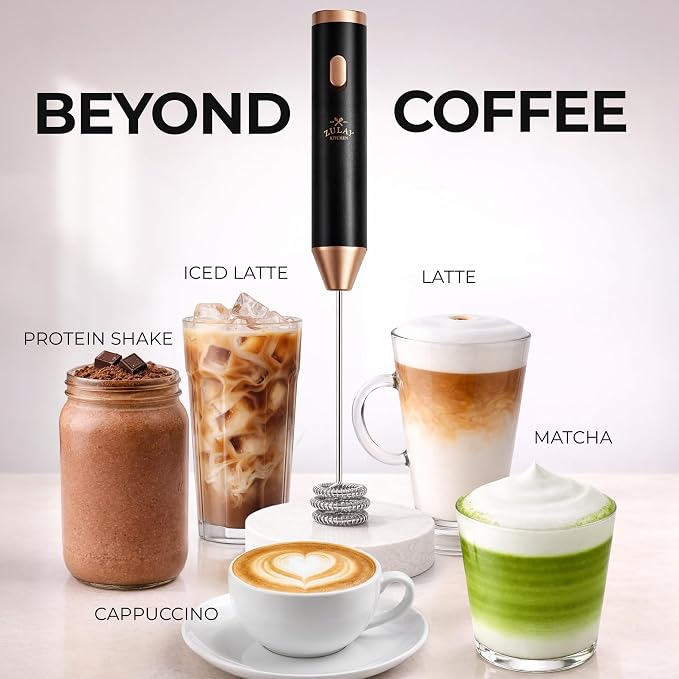 Zulay Kitchen Metal Rechargeable Milk Frother, 3 Whisk Attachments Handheld - Image 6