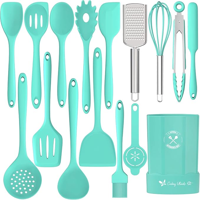 Silicone Kitchen Utensils Set, 16-Piece Silicone Cooking Utensils by Deedro by Deedro