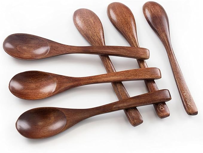 HANSGO 6PCS Wooden Spoons for Eating, 6 Inch Small Wooden Spoons for Honey by HansGo