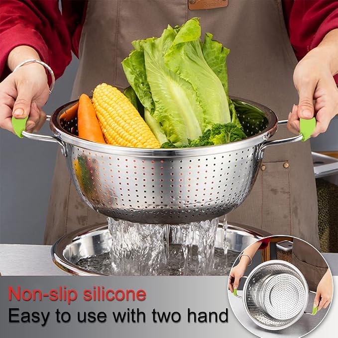 Stainless Steel Deep Colander Micro-perforated 2.5 Quart Metal Food Strainer - Image 5