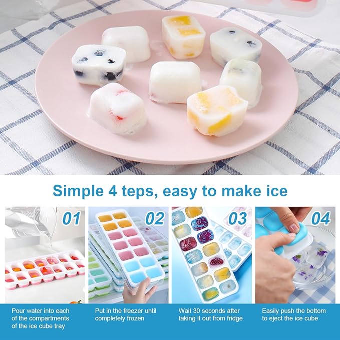 Ice Cube Tray with Lid, Easy-Release, Ice Cube Tray, Spill-Resistant, - Image 5