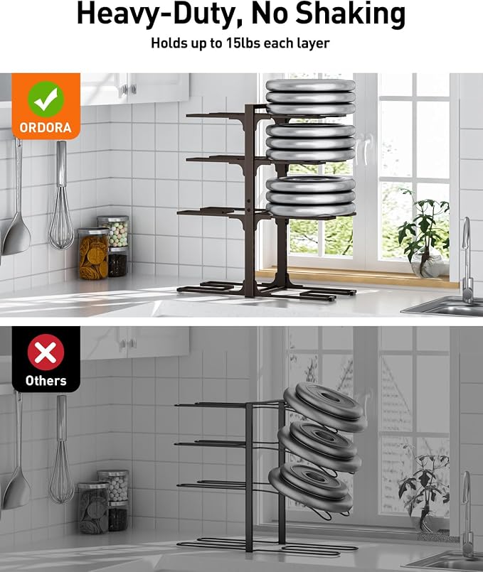 ORDORA Pots and Pans Organizer under Cabinet, 20.8" Height Heavy Duty 120LBS - Image 6