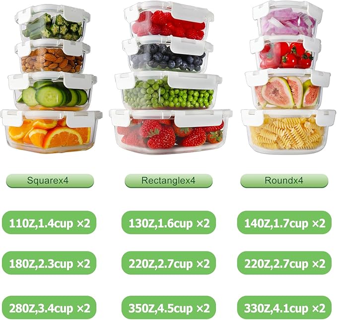 HOMBERKING 24pc Glass Food Storage Containers - Image 3