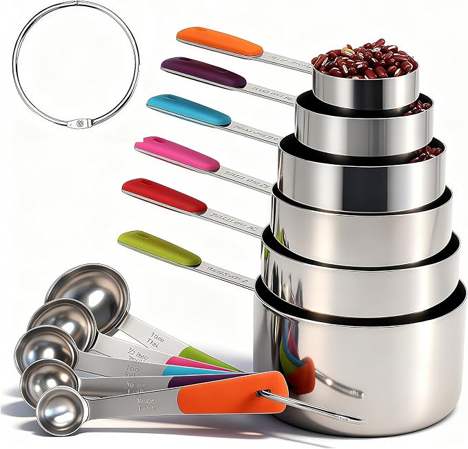 Bopei Measuring Cups and Spoons Set Stainless Steel 11 Piece by Bopei