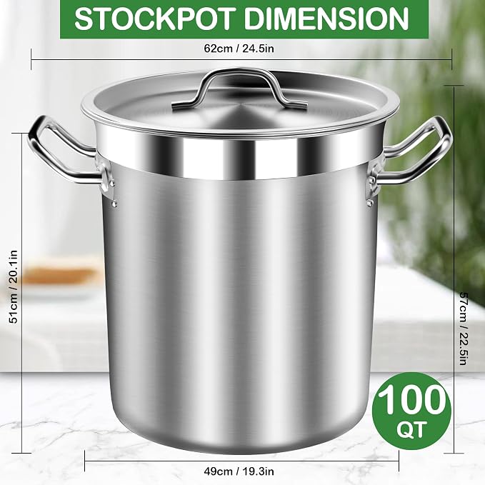 STOCKPOT Extra Large Stock Pot 100 Quart – Professional Stainless Steel Stockpot - Image 6