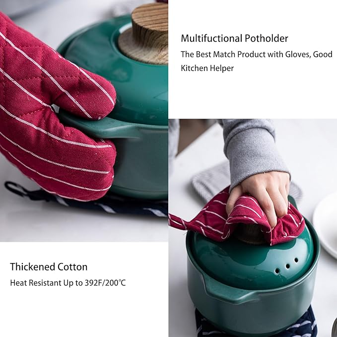 4Pcs Oven Mitts and Pot Holders, Heat Resistant Oven Mitts Set - Image 6