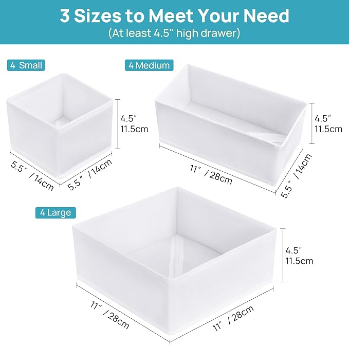 Vtopmart 12 Pack Baby Clothes Organizer, Dresser Drawer Organizer - Image 6