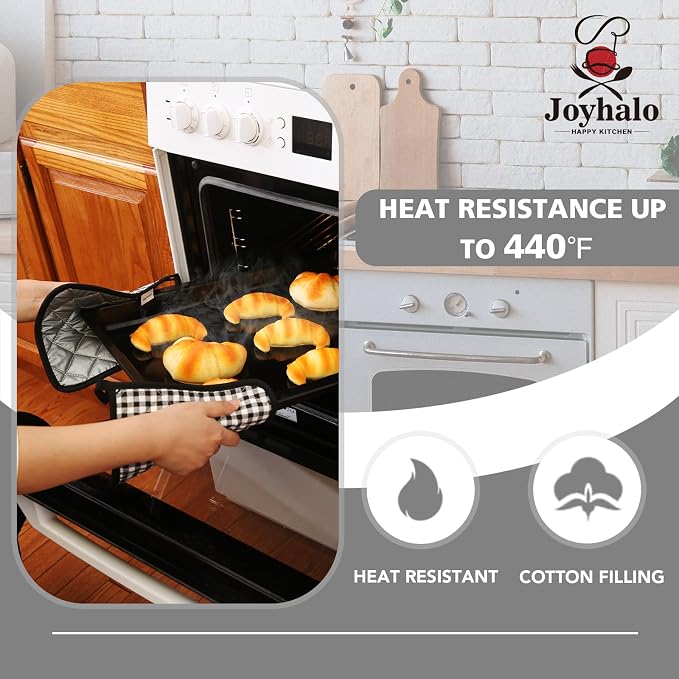 Joyhalo 4 Pack Pot Holders for Kitchen, Cotton Oven Holder - Image 3