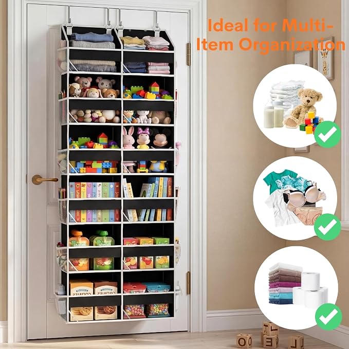 Over The Door Organizer 6 Tiers, Extra Large Behind Door Storage of 12 - Image 5