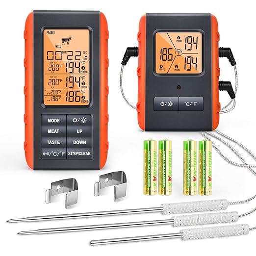 Wireless Meat Thermometer for Grilling Smoking by VAUNO