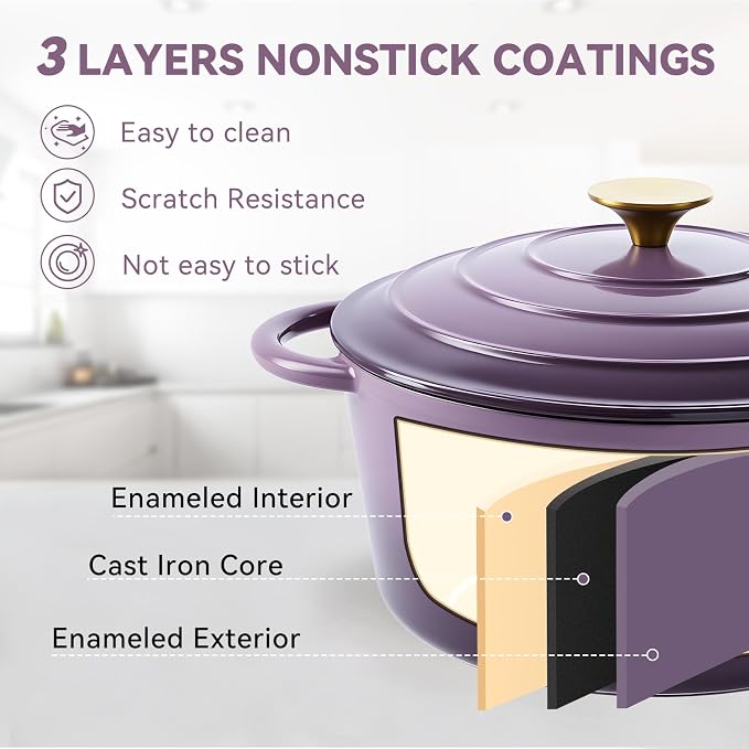Miereirl 6 Quart Enameled Dutch Oven Pot - Image 5