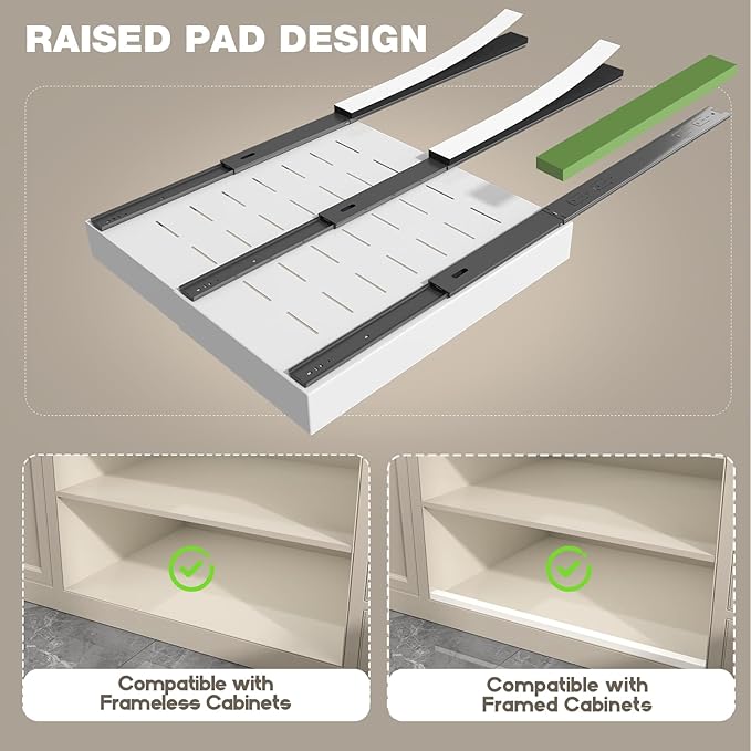 Seinloes 4 Pack Pull Out Cabinet Organizer 22" Deep, Full Extension 3 Slide - Image 6