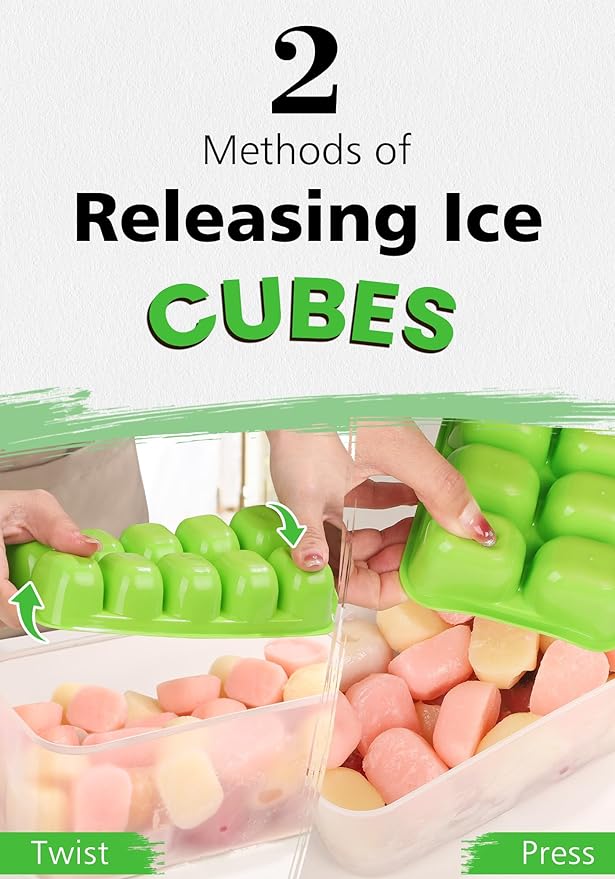 DOQAUS Ice Cube Tray with Lid and Bin - Image 2