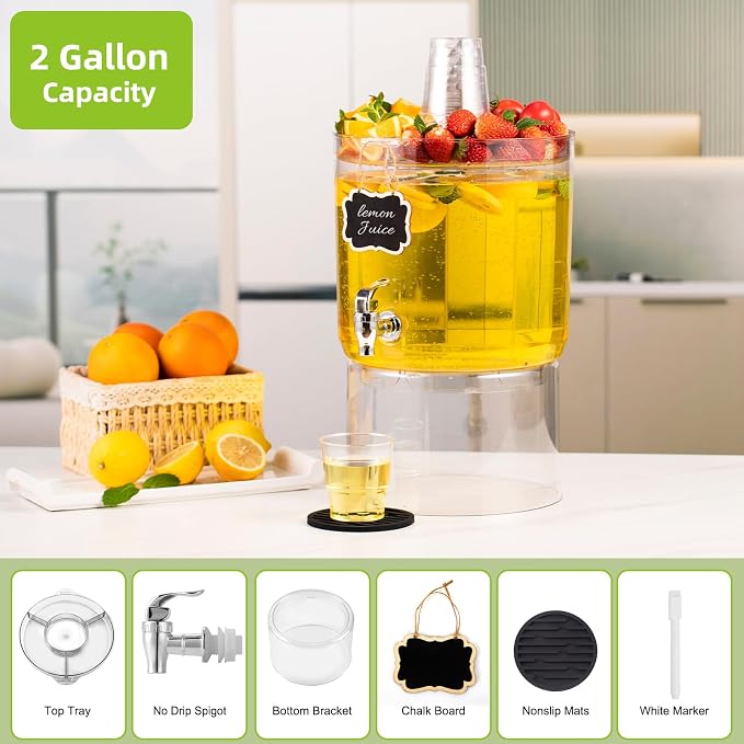 2 Gallon Beverage Dispenser for Parties, BPA-Free Drink Dispenser - Image 2