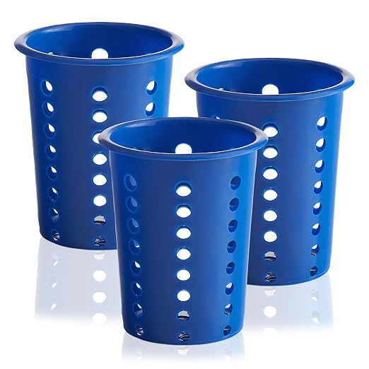 OCS Parts Perforated Utensil Drying Cups | Blue | Set of 3 | Plastic Flatware by OCSParts