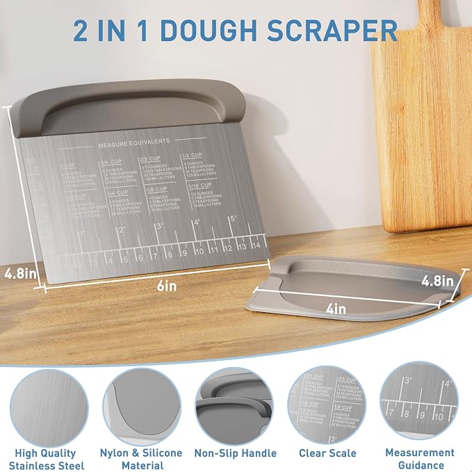 2 IN 1 Upgrade Bench Scraper, Dough Scraper - Image 2