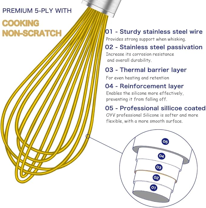 OYV Yellow Silicone Whisk, Professional Whisks - Image 3