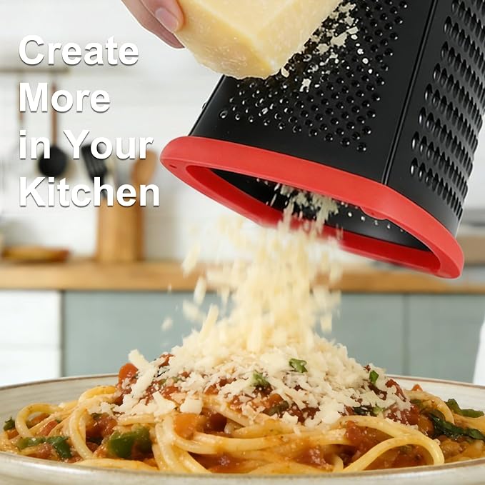 Ourokhome Cheese Grater with Handle, Stainless Steel Box Grater, 4 Side Kitchen - Image 7