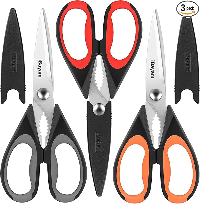 iBayam 3-Pack 8.5"Kitchen Scissors All Purpose Heavy Duty by iBayamDirect
