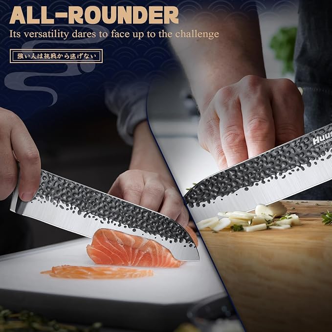 Huusk Santoku Knife 7 Inch Japanese Kitchen Knife Hand Forged Chopping Knives - Image 5