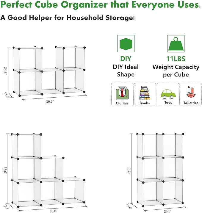 C&AHOME Cube Storage Organizer, 6-Cube Shelves Units, Closet Cabinet, DIY - Image 2