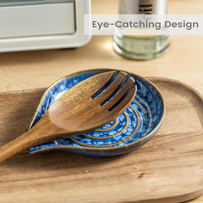 LAUCHUH Spoon Rest for Stove Top, 5” Ceramic Spoon Holder Cooking Utensil - Image 5
