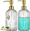 JASAI 2PACK 18Oz Fluted Glass Soap Dispenser by JASAIHOME