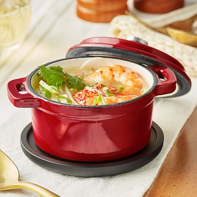 Flavehc Mini Cocotte 16 oz Mini Dutch Oven 0.5 qt. Cast Iron Garlic Roaster - Image 9