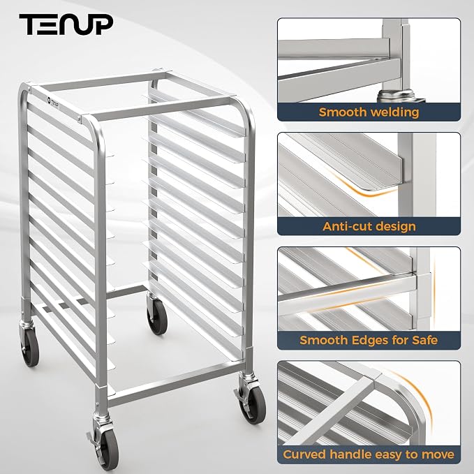 TenUp 10-Tier NSF Aluminum Sheet Pan Rack, Commercial Bakery Cooling & Storage - Image 5