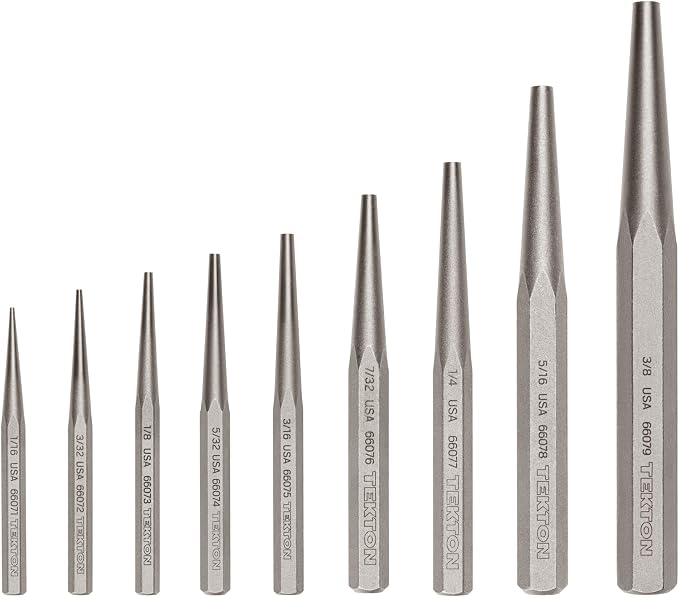 TEKTON Solid Punch Set, 9-Piece | PNC94001 | Made in USA by TEKTON