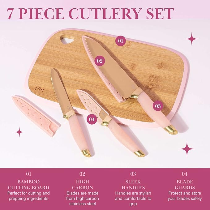 Paris Hilton Reversible Bamboo Cutting Board and Cutlery Set - Image 3