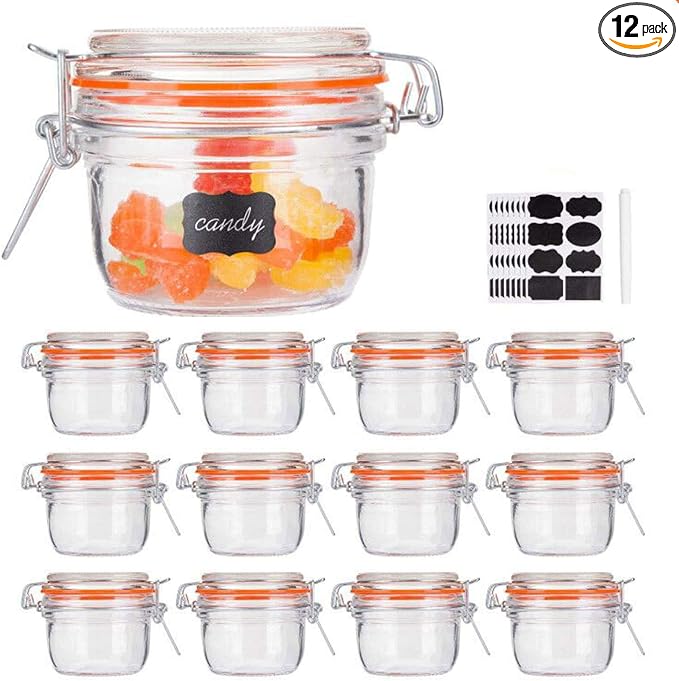 Small Glass Jars With Airtight Lids, Glass Spice Jar 5 oz, Maosn Jars With Leak by Encheng