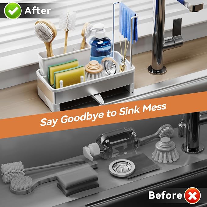 Laveshop Sponge Holder for Kitchen Sink, Rustproof Stainless Steel Sink Caddy - Image 5
