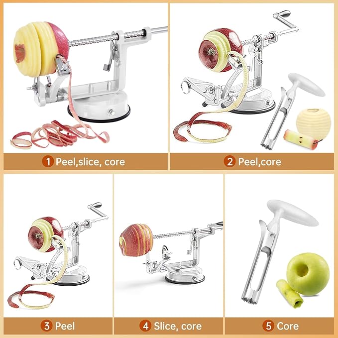 Apple Peeler Corer, 5 In 1 Apple Peeler Slicer Corer - Image 4