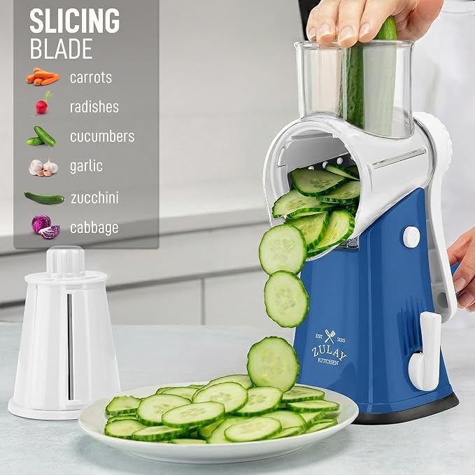 Zulay Kitchen Rotary Cheese Grater 5 Blade Cheese Shredder - Image 5