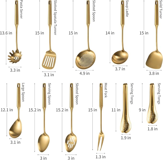 304 Stainlss Steel Matte Kitchen Utensils Set, Pasta Server - Image 6